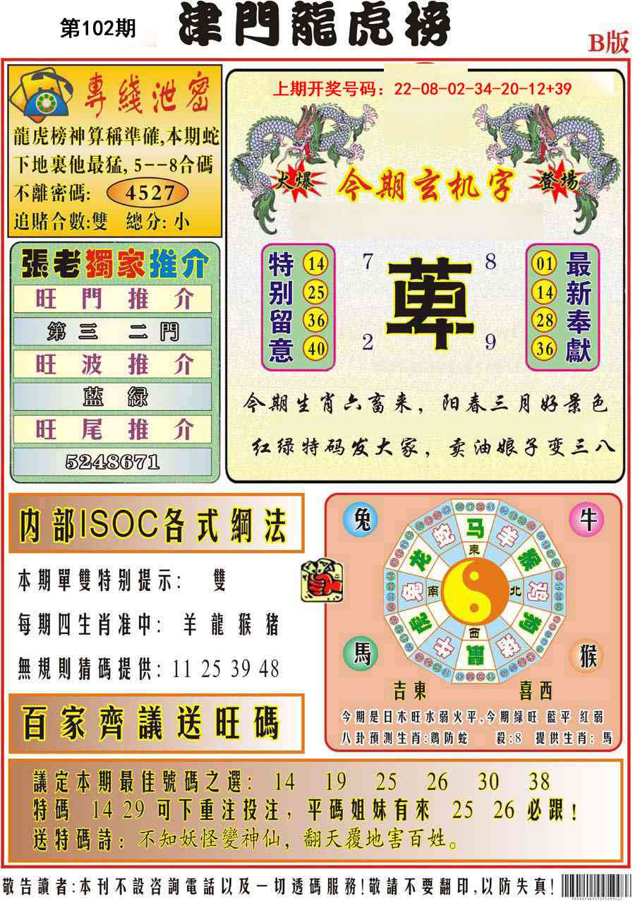 102期津门龙虎榜B[图]